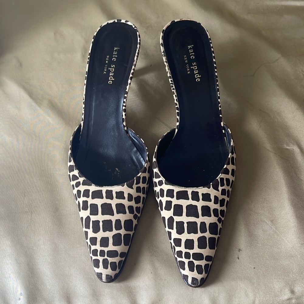Kitten heel Kate Spade slides/mules. Soles replaced and in very good condition